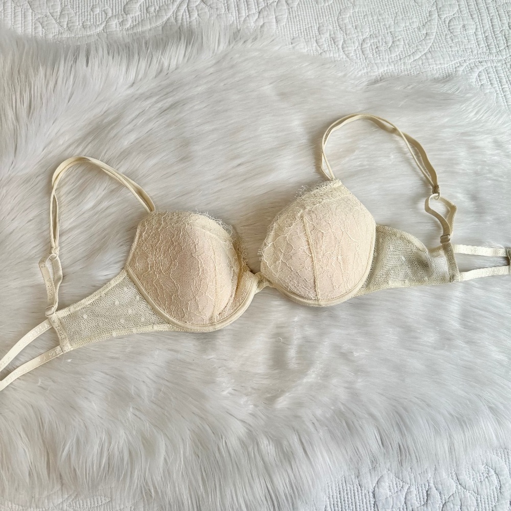 La Perla Cream Lace Padded Push-up Bra 34D
